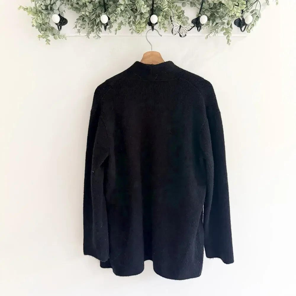 J.Crew Cocoon Sweater Blazer Coat Women’s Size M Merino Wool Blend Black 25381